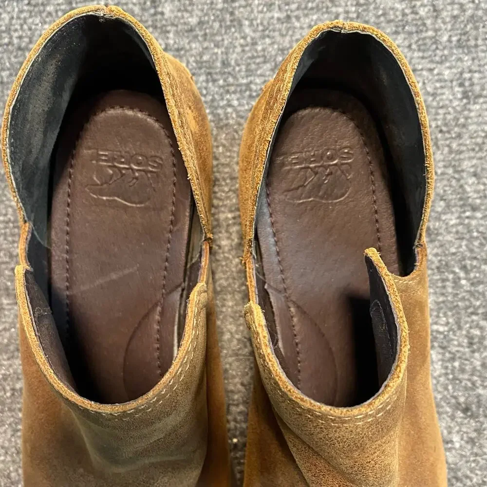 Sorel Out N About Brown Leather Ankle Boots Slip On Low Heel Booties Women's 9.5